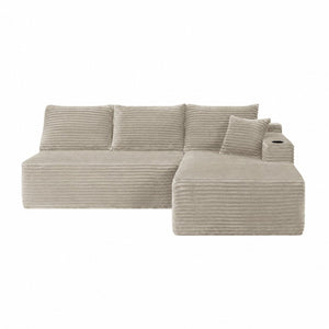 English Elm 96" Modular Cloud Sectional Plush Corduroy Deep Seat Sofa for Living Room Comfort Camel - B W3975S00113