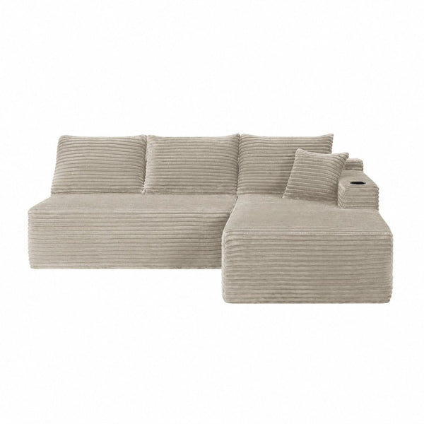 English Elm 96" Modular Cloud Sectional Plush Corduroy Deep Seat Sofa for Living Room Comfort Camel - B W3975S00113