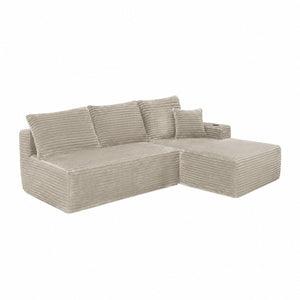 English Elm 96" Modular Cloud Sectional Plush Corduroy Deep Seat Sofa for Living Room Comfort Camel - B W3975S00113