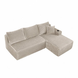 English Elm 96" Modular Cloud Sectional Plush Corduroy Deep Seat Sofa for Living Room Comfort Camel - B W3975S00113