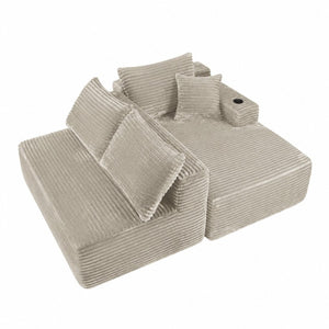 English Elm 96" Modular Cloud Sectional Plush Corduroy Deep Seat Sofa for Living Room Comfort Camel - B W3975S00113