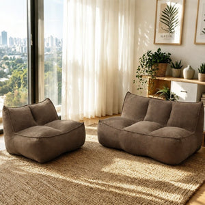 English Elm 141.5Inch Modular Caterpillar Floor Sofa Corduroy Faux Fur Plush Lounger for Dorm W3975S00121