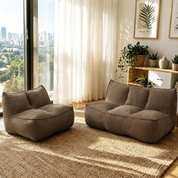 English Elm 141.5Inch Modular Caterpillar Floor Sofa Corduroy Faux Fur Plush Lounger for Dorm W3975S00121