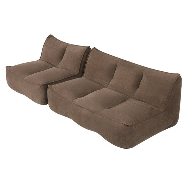 English Elm 141.5Inch Modular Caterpillar Floor Sofa Corduroy Faux Fur Plush Lounger for Dorm W3975S00121