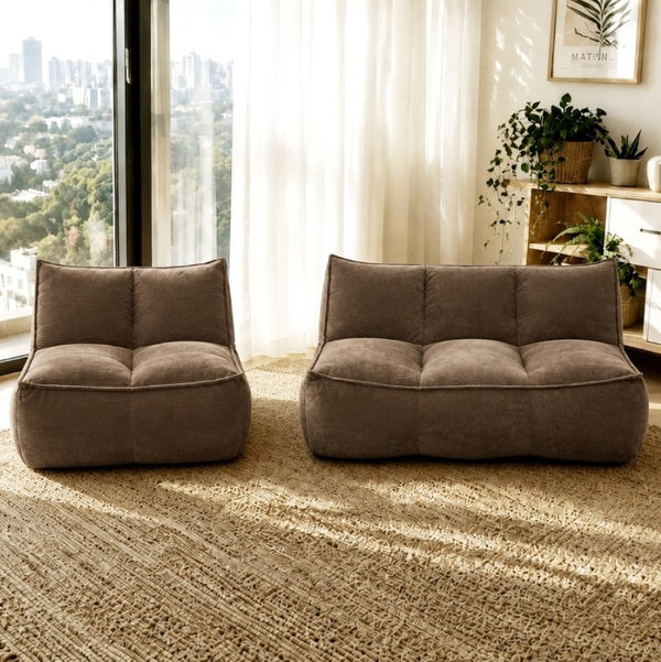 English Elm 141.5Inch Modular Caterpillar Floor Sofa Corduroy Faux Fur Plush Lounger for Dorm W3975S00121