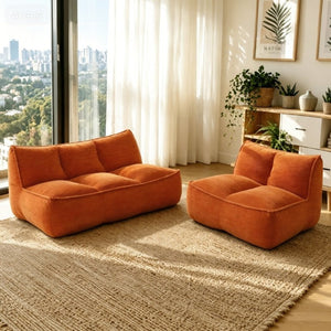English Elm 88.5Inch Modular Floor Sofa Segmented Corduroy Faux Fur Lounger for Bedroom or Dorm W3975S00123