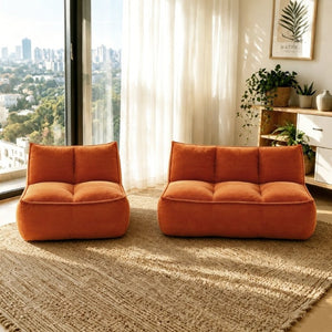 English Elm 88.5Inch Modular Floor Sofa Segmented Corduroy Faux Fur Lounger for Bedroom or Dorm W3975S00123