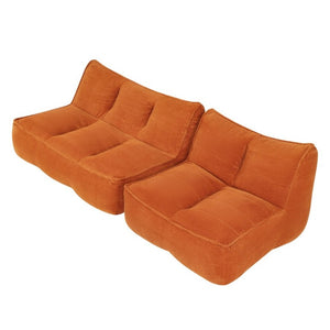 English Elm 88.5Inch Modular Floor Sofa Segmented Corduroy Faux Fur Lounger for Bedroom or Dorm W3975S00123