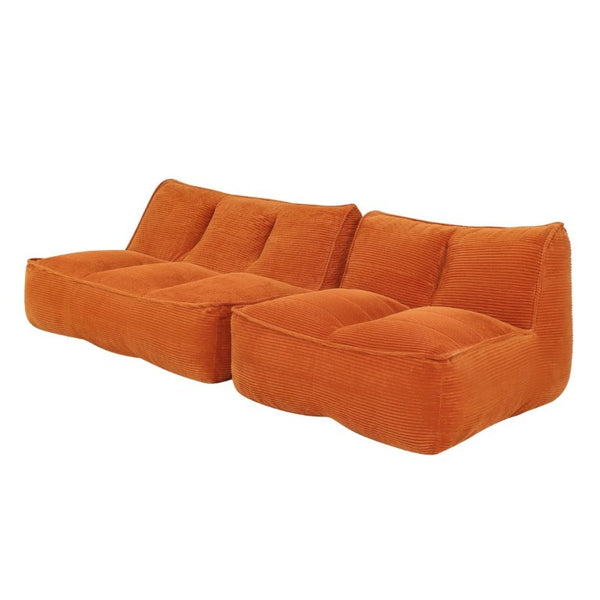 English Elm 88.5Inch Modular Floor Sofa Segmented Corduroy Faux Fur Lounger for Bedroom or Dorm W3975S00123