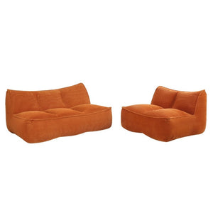 English Elm 88.5Inch Modular Floor Sofa Segmented Corduroy Faux Fur Lounger for Bedroom or Dorm W3975S00123