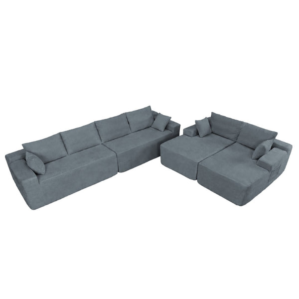English Elm 124.4" U-shaped Cloud Sectional Corduroy Deep Seat Modular Couch for Living Room W3975S00131