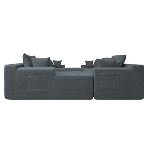 English Elm 124.4" U-shaped Cloud Sectional Corduroy Deep Seat Modular Couch for Living Room W3975S00131
