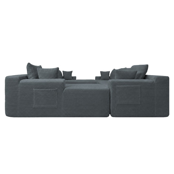 English Elm 124.4" U-shaped Cloud Sectional Corduroy Deep Seat Modular Couch for Living Room W3975S00131