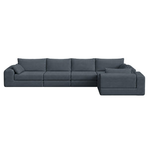 English Elm L Shaped Modular Floor Sectional in Corduroy Fabric with Configurable Layout and Pillows Grey W3975S00141
