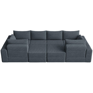 English Elm L Shaped Modular Floor Sectional Corduroy Sofa with Deep Seats for Any Living Space W3975S00145
