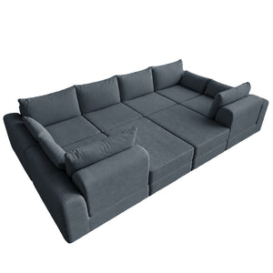 English Elm L Shaped Modular Floor Sectional Corduroy Sofa with Deep Seats for Any Living Space W3975S00145