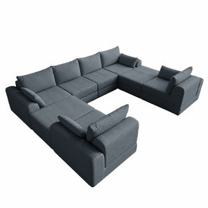 English Elm L Shaped Modular Floor Sectional Corduroy Sofa with Deep Seats for Any Living Space W3975S00145
