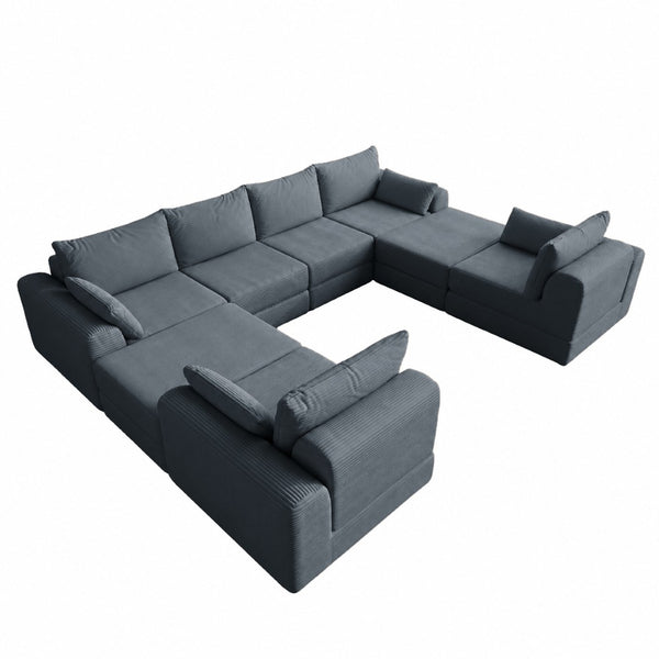 English Elm L Shaped Modular Floor Sectional Corduroy Sofa with Deep Seats for Any Living Space W3975S00145