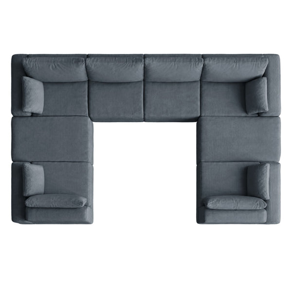 English Elm L Shaped Modular Floor Sectional Corduroy Sofa with Deep Seats for Any Living Space W3975S00145