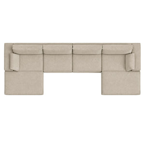 English Elm Upholstered Modular Sectional Sofa Corduroy Low Profile Floor Lounge with Pillows W3975S00158