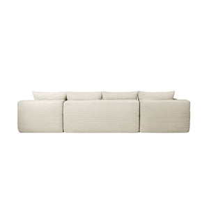 English Elm 126 Inch Modular U-Shape Cloud Sectional with Deep Plush Seating and Built-In Cup Holders Beige W3975S00162