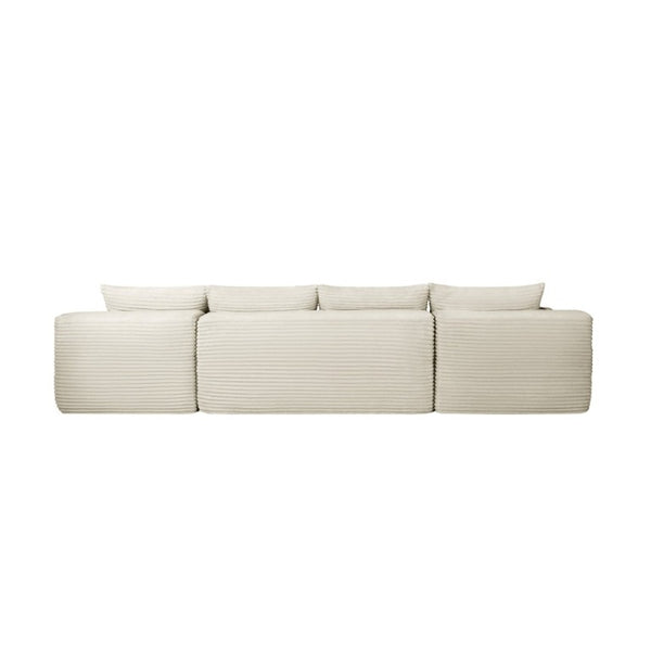 English Elm 126 Inch Modular U-Shape Cloud Sectional with Deep Plush Seating and Built-In Cup Holders Beige W3975S00162