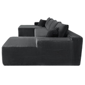 English Elm 134 Inch U-Shape Cloud Sectional Sofa Plush Corduroy Deep Seating Modular Couch W3975S00173