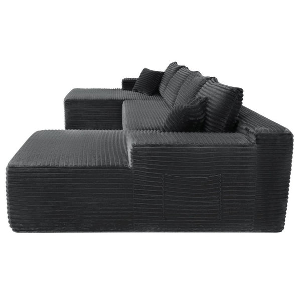 English Elm 134 Inch U-Shape Cloud Sectional Sofa Plush Corduroy Deep Seating Modular Couch W3975S00173