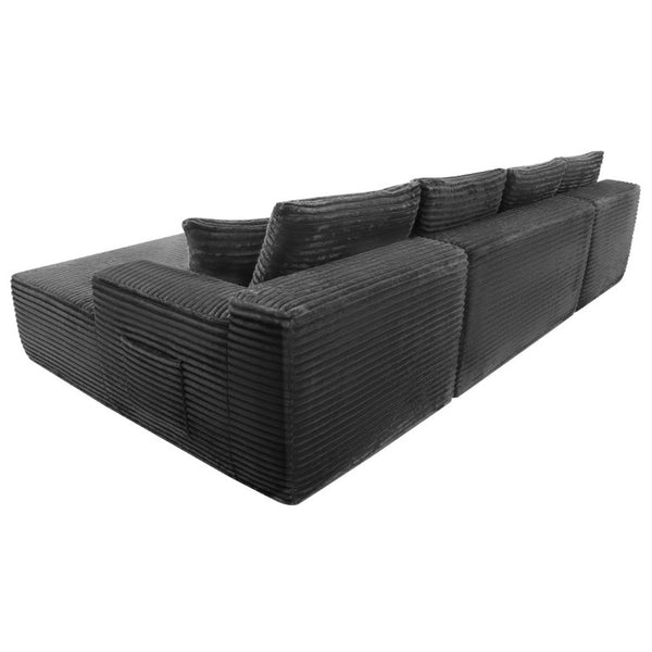 English Elm 134 Inch U-Shape Cloud Sectional Sofa Plush Corduroy Deep Seating Modular Couch W3975S00173