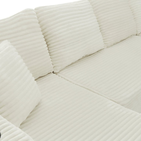 English Elm 134 Inch Modular U-Shaped Sectional Sofa Plush Corduroy Deep Seating Living Room Couch W3975S00174