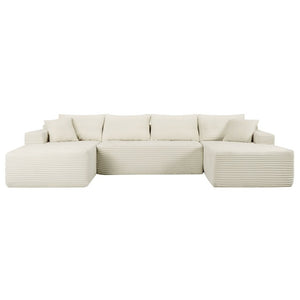 English Elm 134 Inch Modular U-Shaped Sectional Sofa Plush Corduroy Deep Seating Living Room Couch W3975S00174