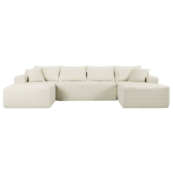 English Elm 134 Inch Modular U-Shaped Sectional Sofa Plush Corduroy Deep Seating Living Room Couch W3975S00174