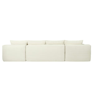 English Elm 134 Inch Modular U-Shaped Sectional Sofa Plush Corduroy Deep Seating Living Room Couch W3975S00174