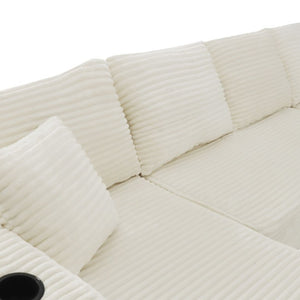 English Elm 76Cloud Plush Sectional with Dual Chaise Deep Seat and Cup Holder for Living Room W3975S00175