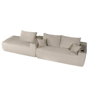 English Elm 108 Inch Modular L-Shape Sectional Deep Plush Corduroy Sofa for Living Room Lounge W3975S00177