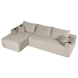 English Elm 108 Inch Modular L-Shape Sectional Deep Plush Corduroy Sofa for Living Room Lounge W3975S00177