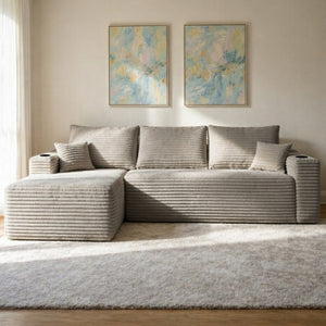 English Elm 108 Inch Modular L-Shape Sectional Deep Plush Corduroy Sofa for Living Room Lounge W3975S00177