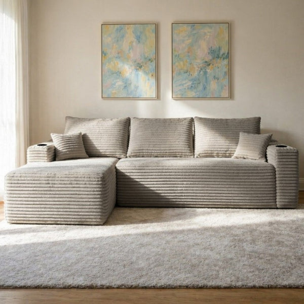 English Elm 108 Inch Modular L-Shape Sectional Deep Plush Corduroy Sofa for Living Room Lounge W3975S00177