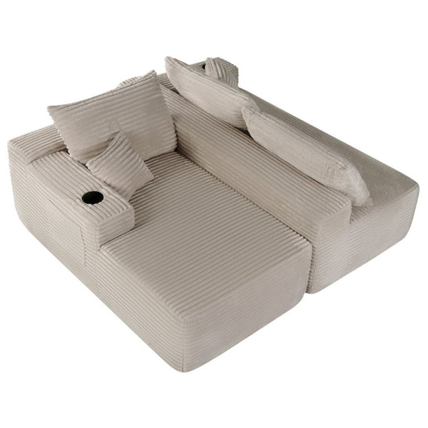 English Elm 108 Inch Modular L-Shape Sectional Deep Plush Corduroy Sofa for Living Room Lounge W3975S00177