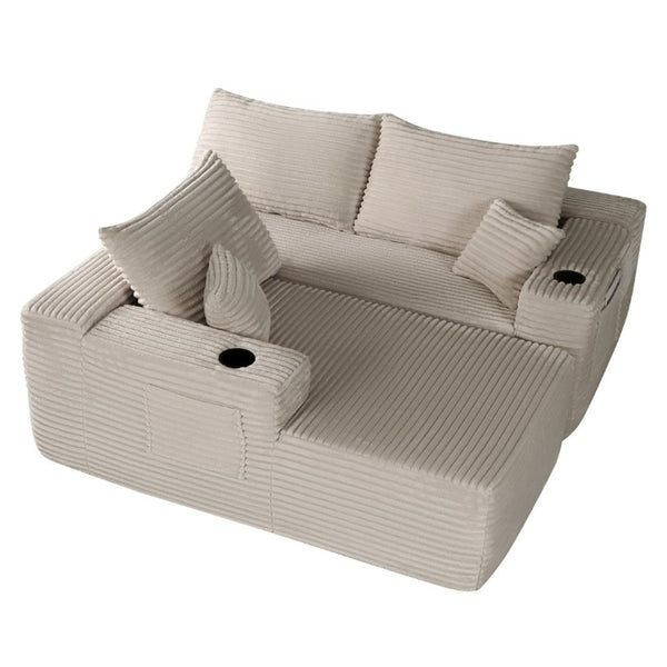 English Elm 108 Inch Modular L-Shape Sectional Deep Plush Corduroy Sofa for Living Room Lounge W3975S00177