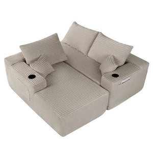 English Elm 108 Inch Modular L-Shape Sectional Deep Plush Corduroy Sofa for Living Room Lounge W3975S00177