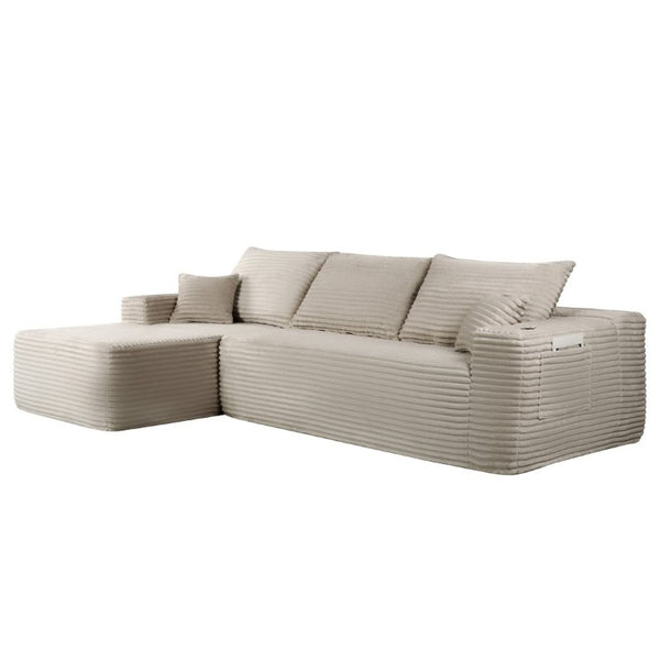 English Elm 108 Inch Modular L-Shape Sectional Deep Plush Corduroy Sofa for Living Room Lounge W3975S00177