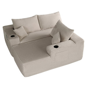 English Elm 108 Inch Cloud Sectional with Corduroy Plush Cushions Deep Lounge Sofa for Living Room W3975S00178