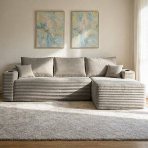 English Elm 108 Inch Cloud Sectional with Corduroy Plush Cushions Deep Lounge Sofa for Living Room W3975S00178