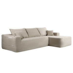 English Elm 108 Inch Cloud Sectional with Corduroy Plush Cushions Deep Lounge Sofa for Living Room W3975S00178