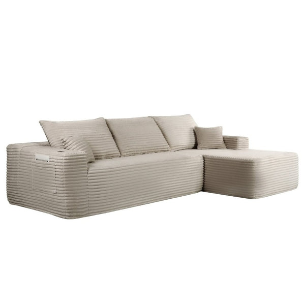 English Elm 108 Inch Cloud Sectional with Corduroy Plush Cushions Deep Lounge Sofa for Living Room W3975S00178
