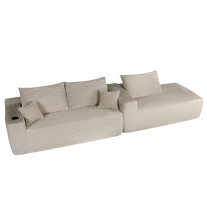 English Elm 108 Inch Cloud Sectional with Corduroy Plush Cushions Deep Lounge Sofa for Living Room W3975S00178