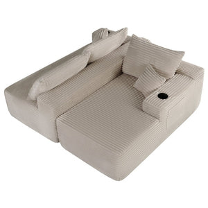 English Elm 108 Inch Cloud Sectional with Corduroy Plush Cushions Deep Lounge Sofa for Living Room W3975S00178