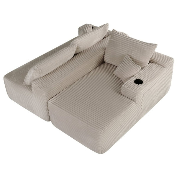 English Elm 108 Inch Cloud Sectional with Corduroy Plush Cushions Deep Lounge Sofa for Living Room W3975S00178