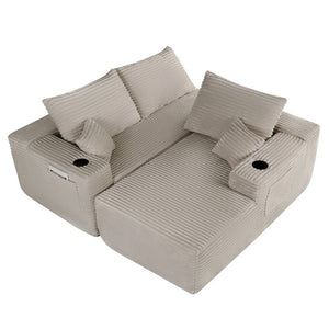 English Elm 108 Inch Cloud Sectional with Corduroy Plush Cushions Deep Lounge Sofa for Living Room W3975S00178